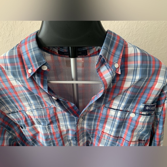 Columbia plaid long sleeve button down men’s size L Great for outdoor activities - Picture 2 of 13